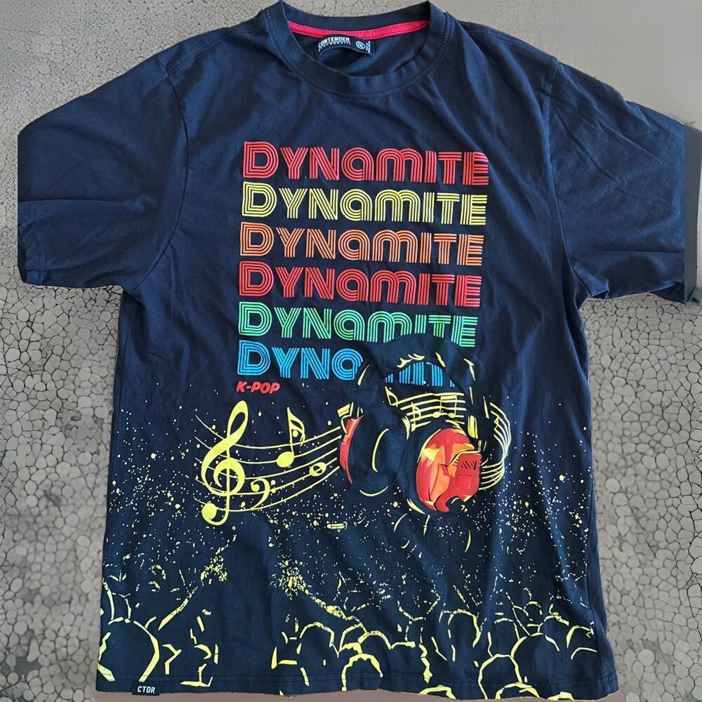 K-Pop Dynamite Puff Print Tshirt Size 2XL Black Good Used Condition
